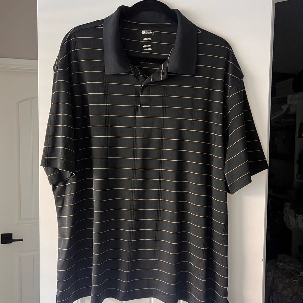 Croft & Barrow Black and Gold Striped Polo Shirt